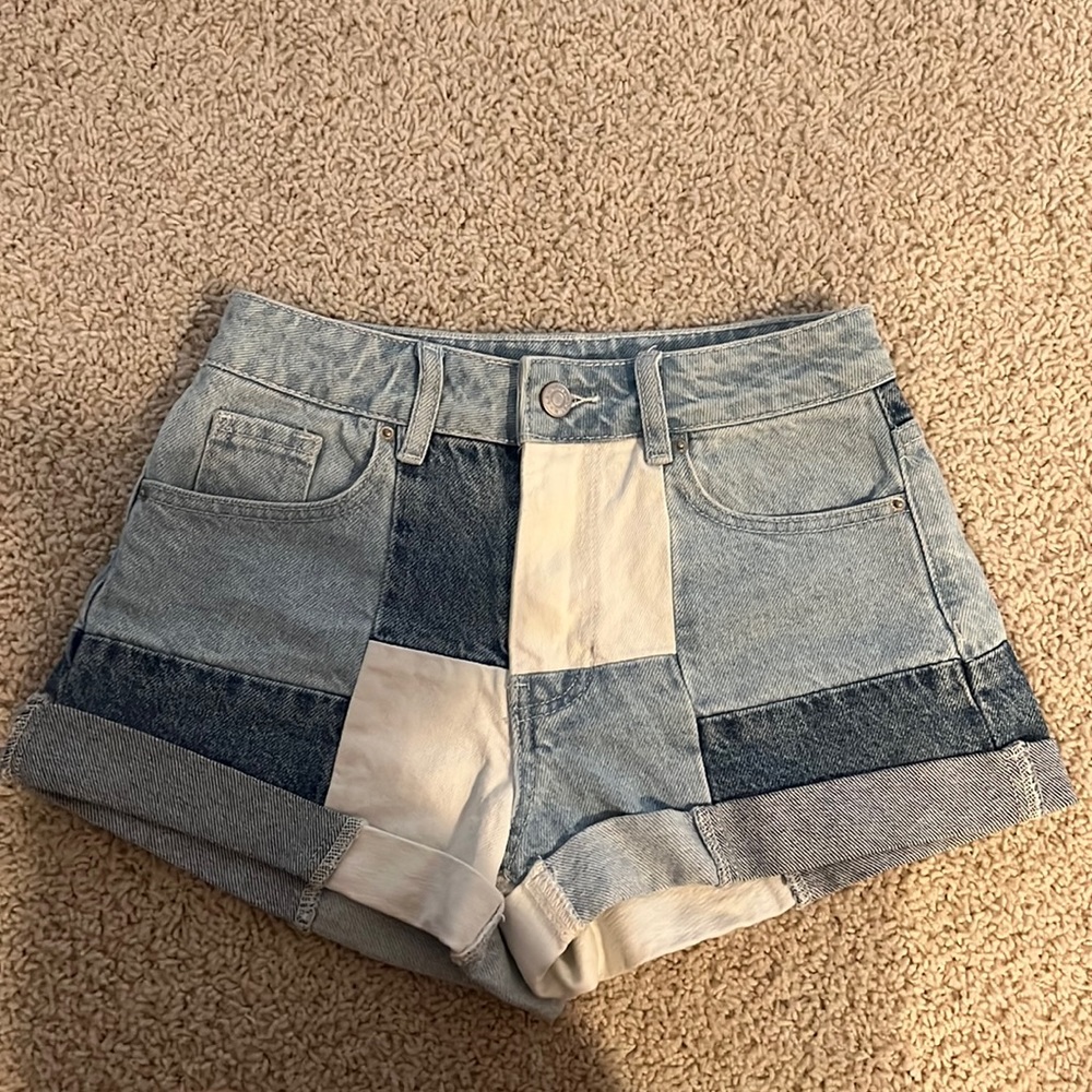 Patched Jean Shorts